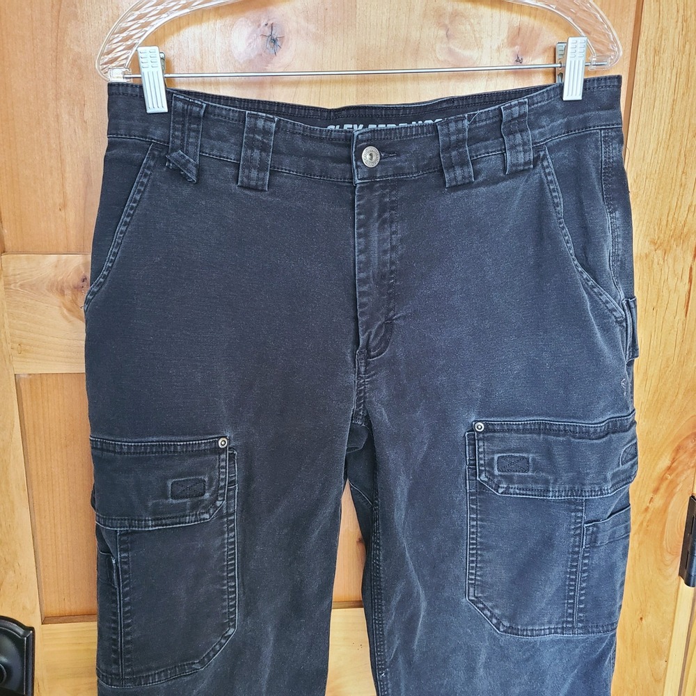 Duluth Trading Flex Fire Hose 34 x 32 Black Canvas Cargo Work Wear Pants Utility - Picture 2 of 7